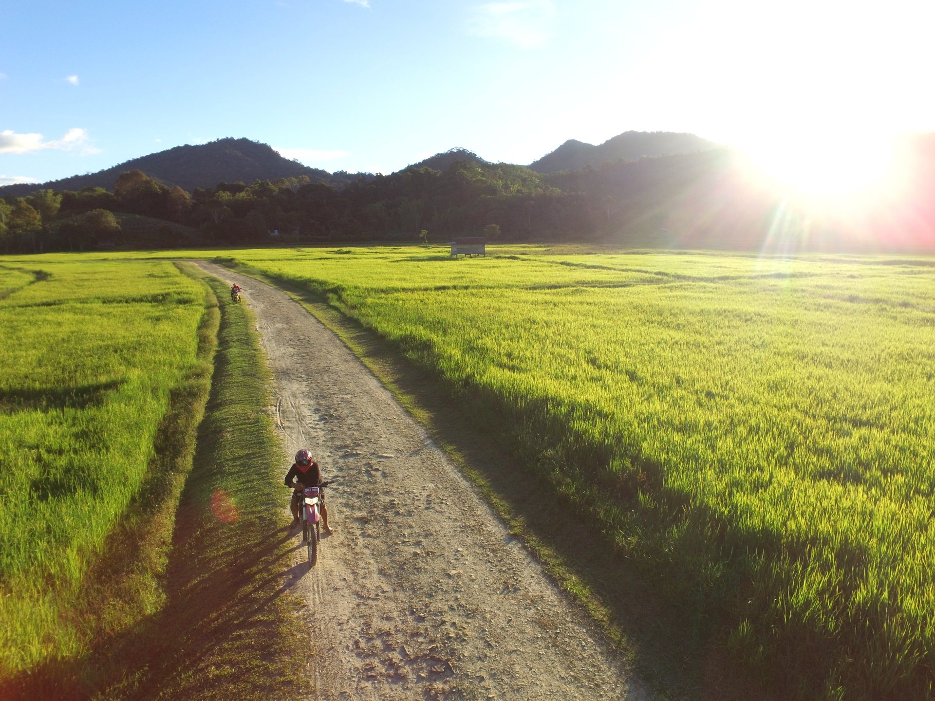 Cycling through open countryside