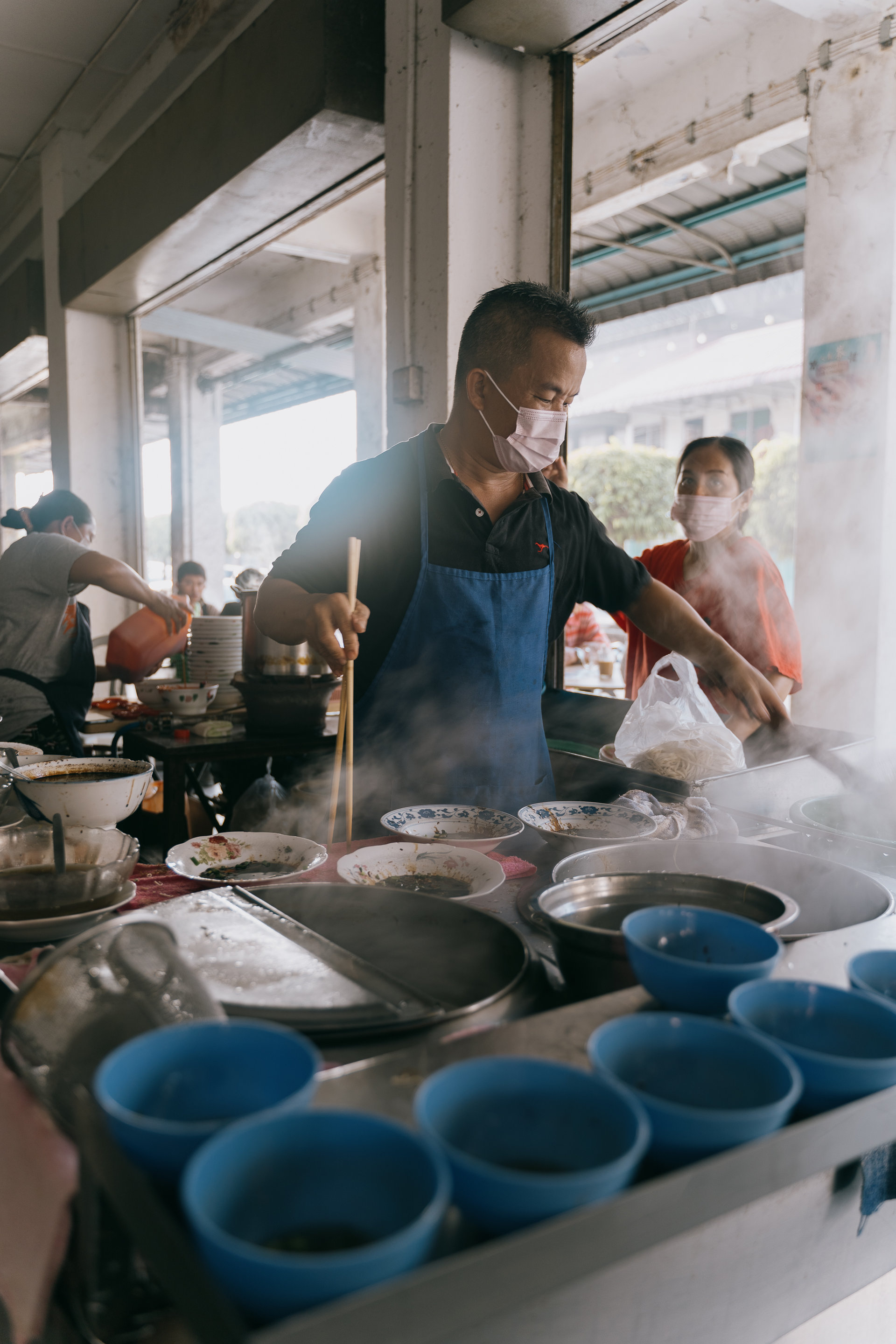 Cooking at a Sarawak eatery