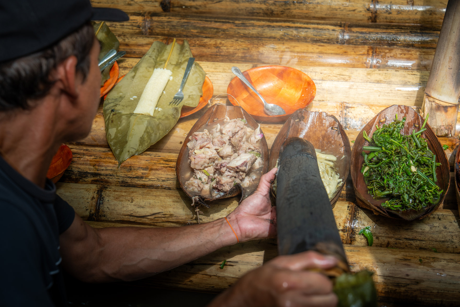 Preparing a traditional Sarawak dish