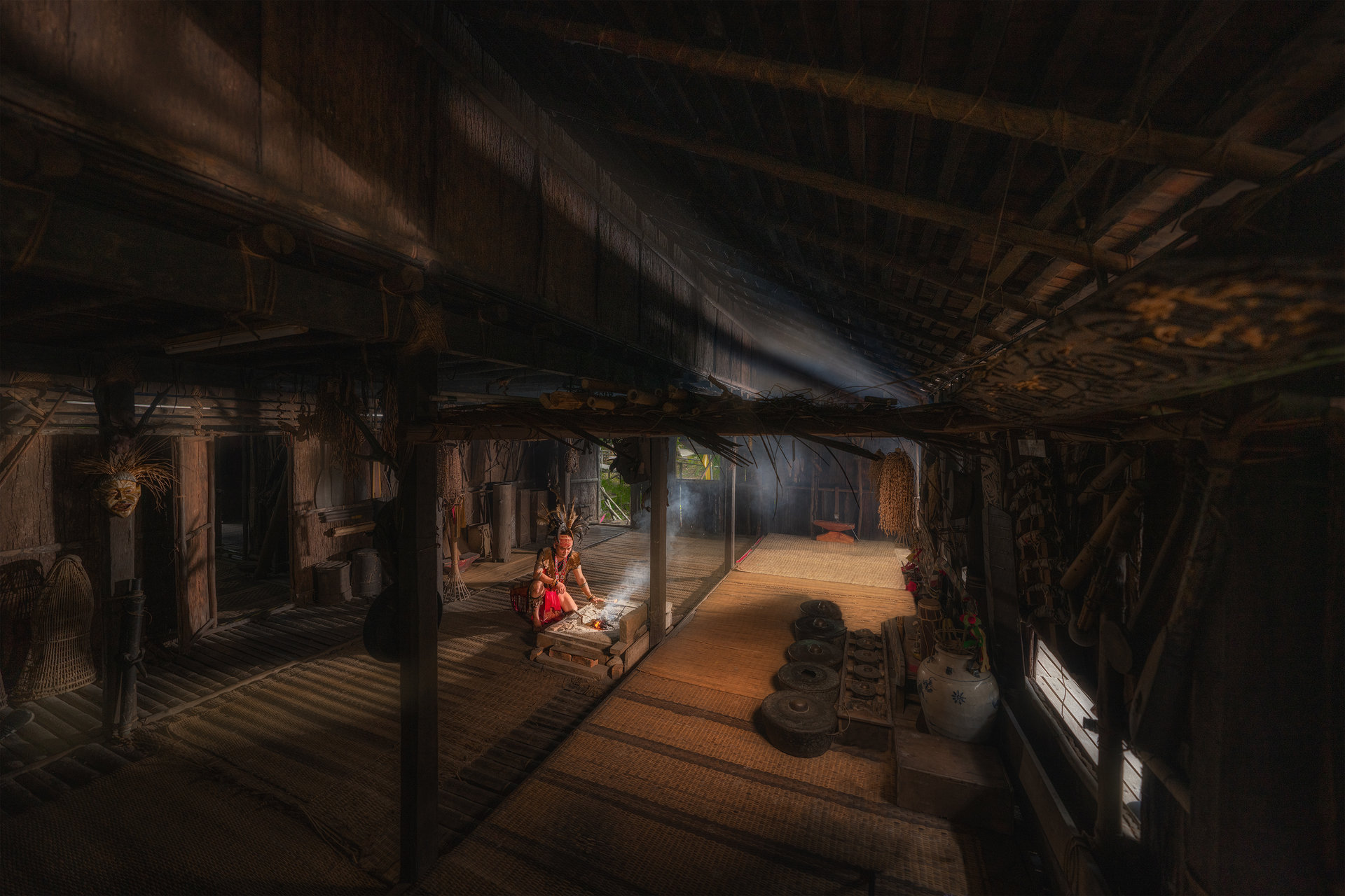 Communal veranda of a traditional longhouse