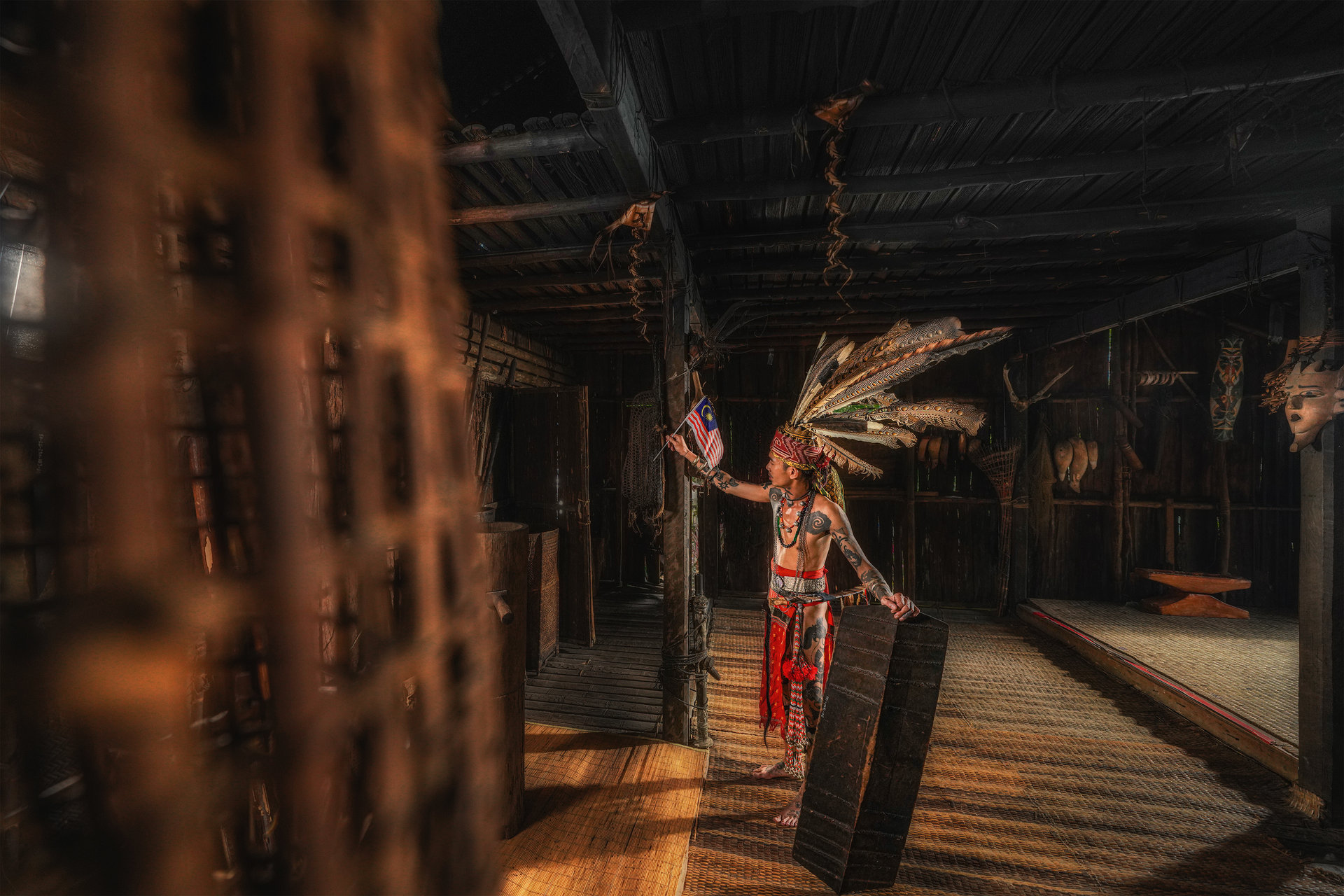 Inside a traditional longhouse