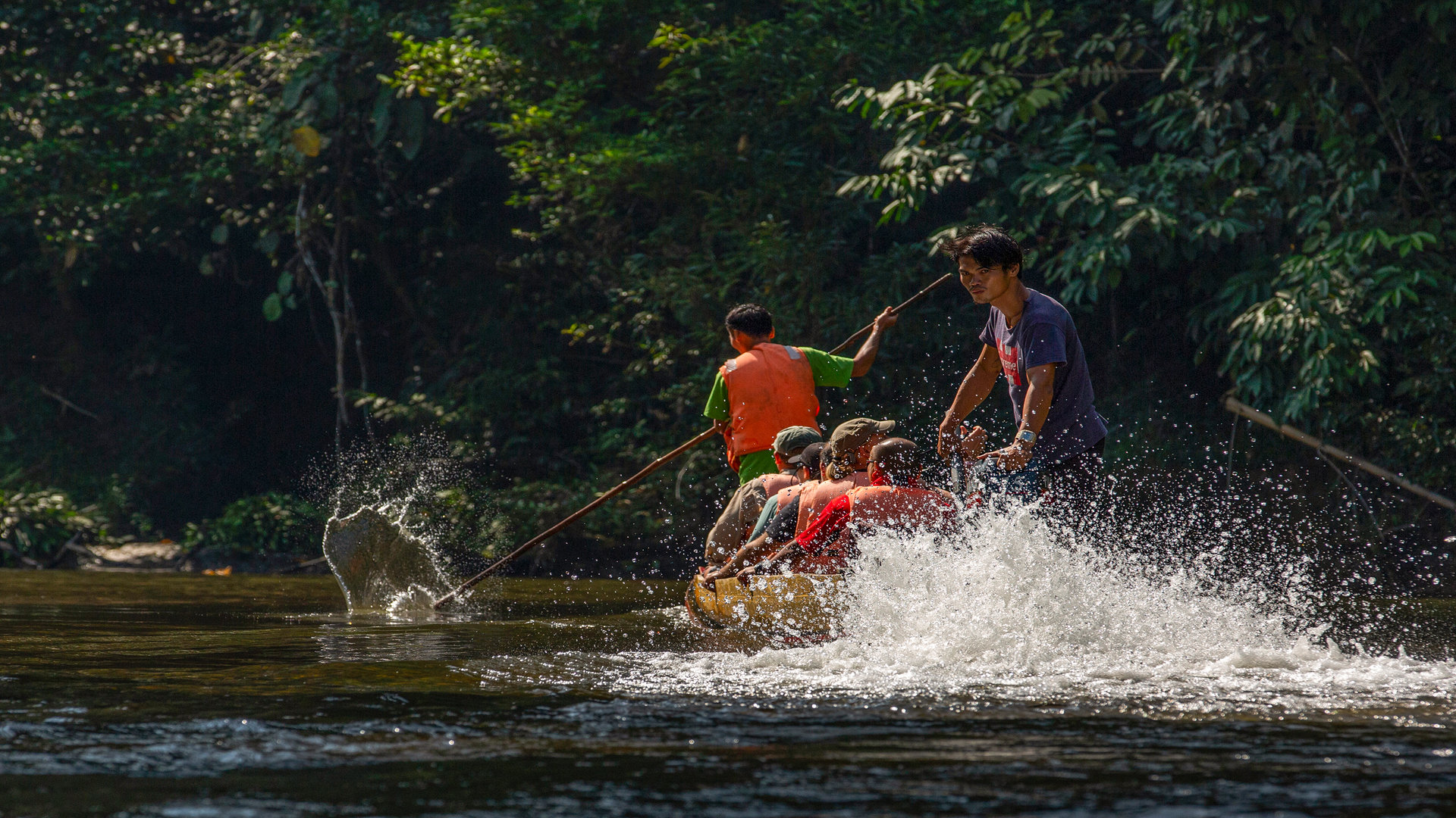Rafting on a rainforest river