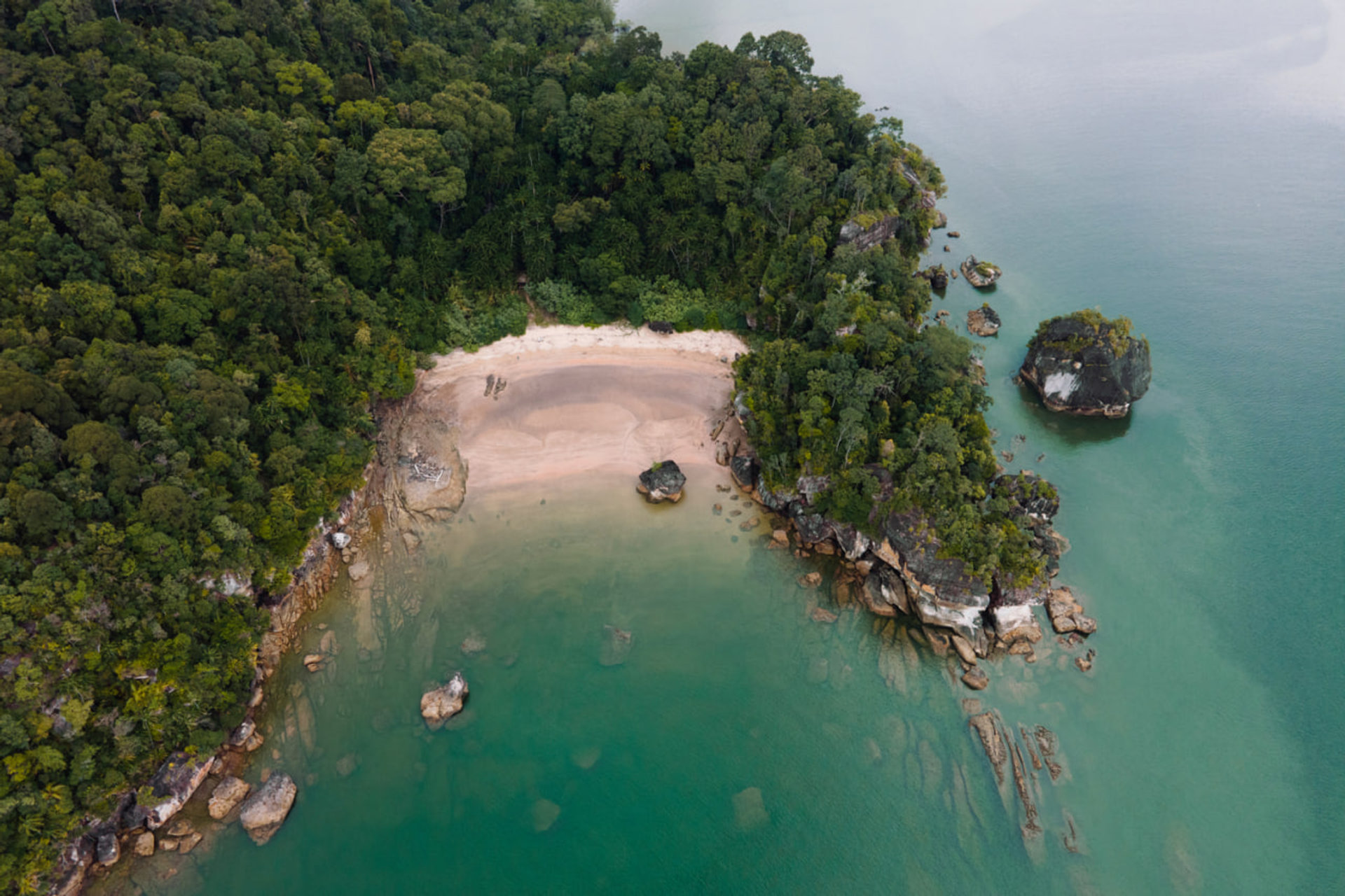 Beach and rock formations at Bako National Park